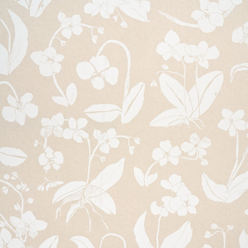 Tissu Schumacher x Hera Ford Orchids Have Dreams, Pêche / blanc