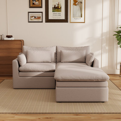 Canapé modulaire 3 pièces à double couche avec repose-pieds
