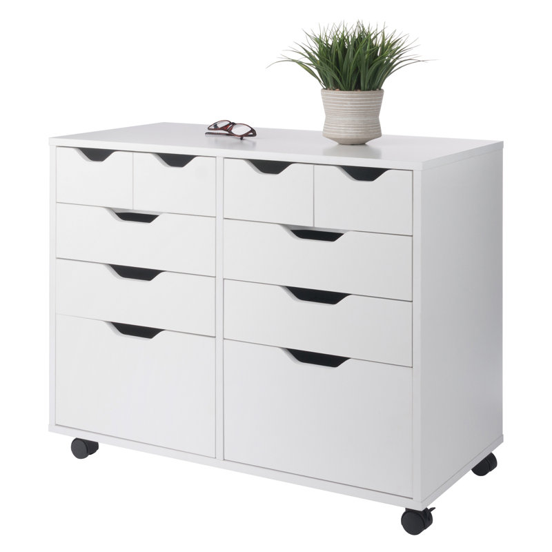 Classeur latéral mobile 8 tiroirs Amonie, Blanc