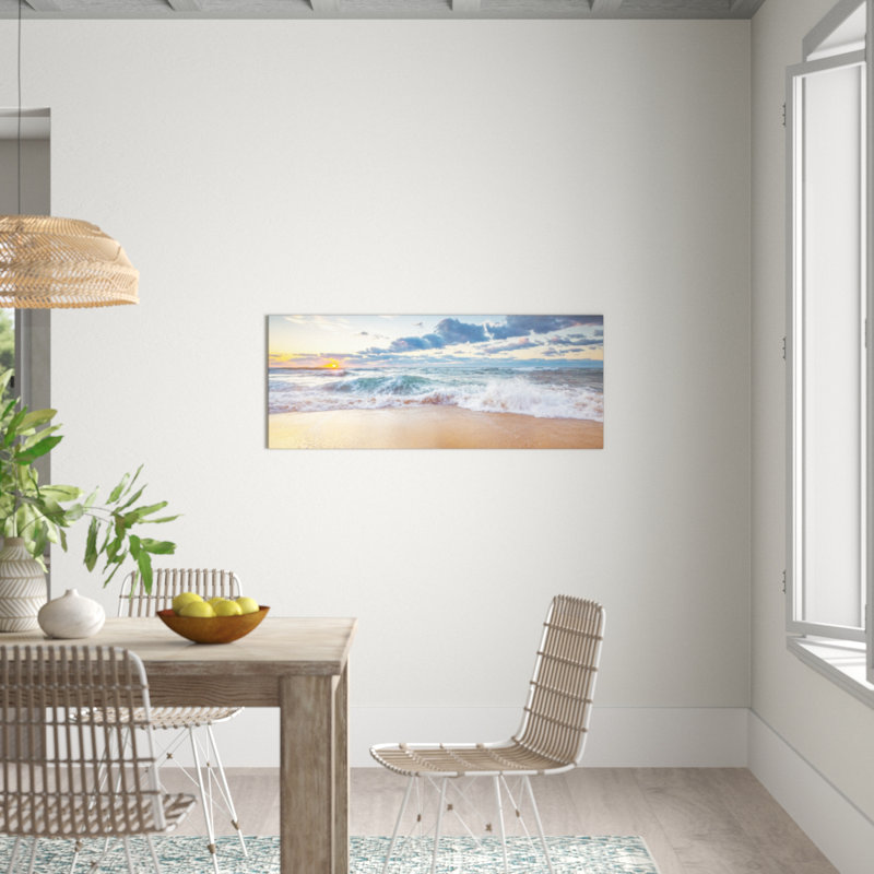 Waves I - No Frame Print on Glass, 50 cm H x 125 cm W x 1.4 cm D