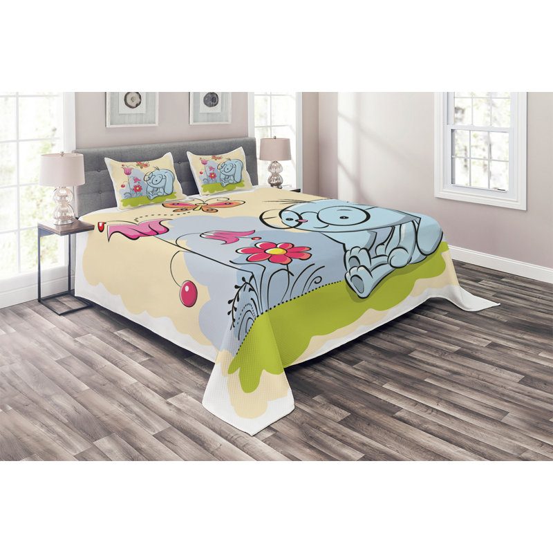 Herbs Polyester Coverlet, King Bedspread + 2 Shams