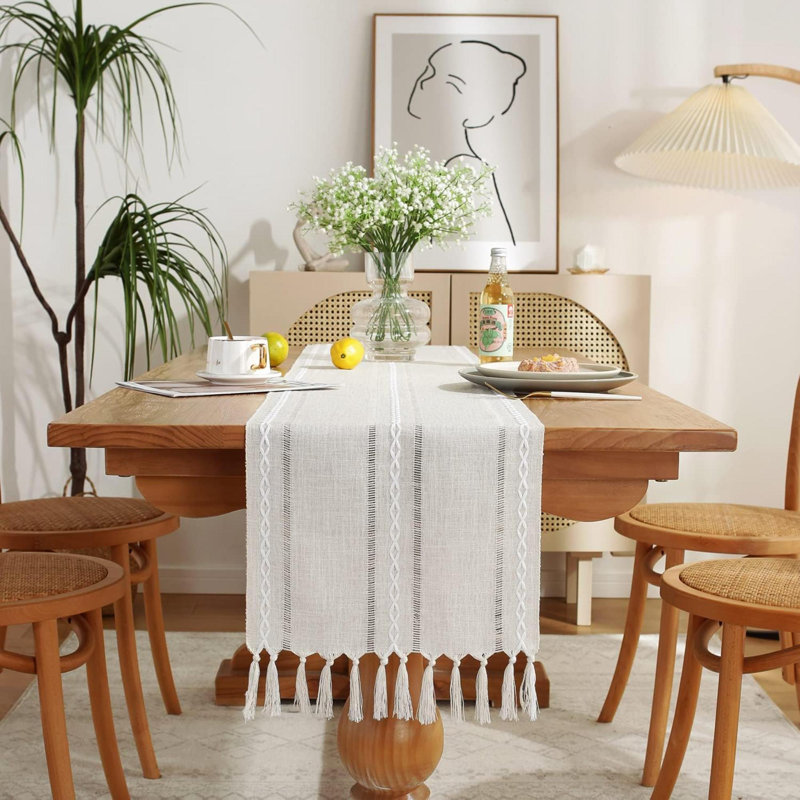 Soly Runner No Pattern Linen Blend Table Runner, 13" W x 60" L