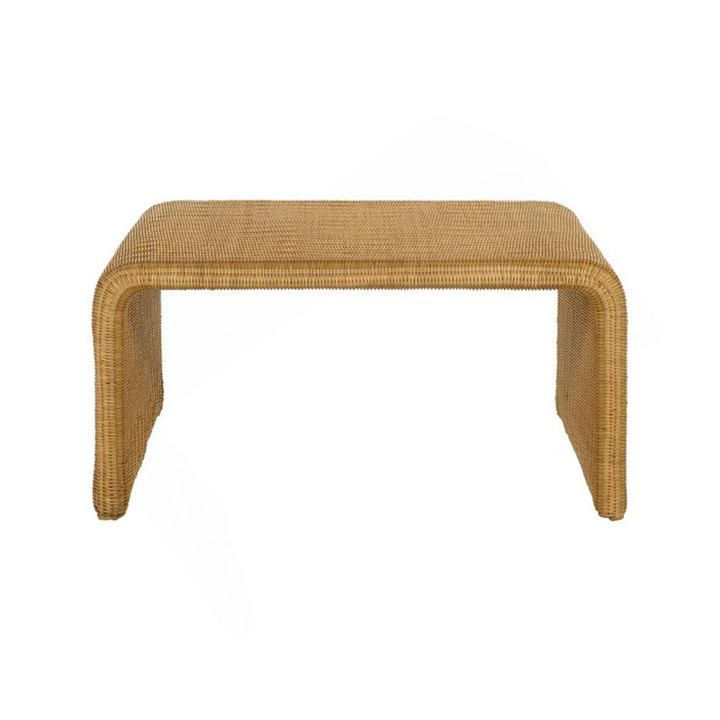 Table basse carrée en rotin tissé, naturel