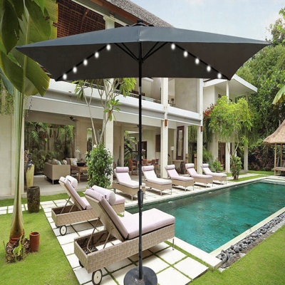 10 x 6.5t Rectangular Patio Solar LED Lighted Outdoor Market Umbrellas