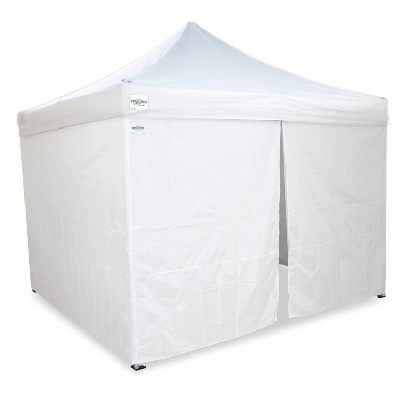 118'' W x 118'' D Steel Pop-Up Canopy, White/Blue, 79" H x 118" W x 118" D