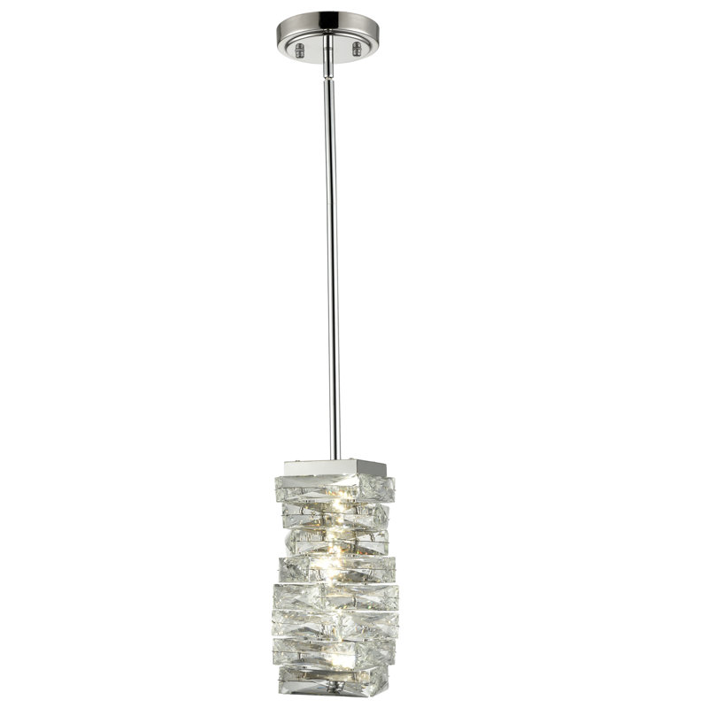 Luminaire suspendu simple à DEL Ratliffe, Chrome poli