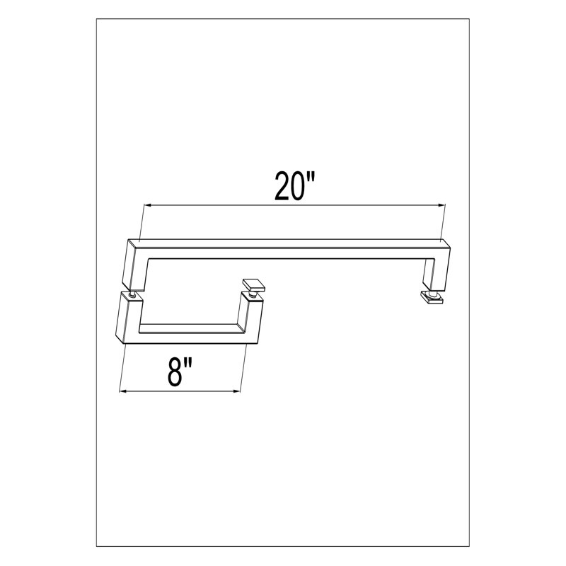 Poignée 8 po et barre à serviettes 20 po, poignée carrée en acier inoxydable à double face pour verre épais de 1/4 po à 1/2 po