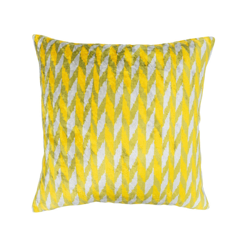 Oreiller en velours de soie chevron Ikat, 20 po x 20 po
