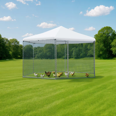 13*11.5*8.6Ft Sliver Metal Chicken Coop