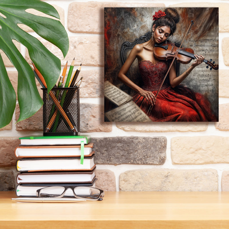 «Violin Music» par Rey Klimt, art mural sur toile, H 12 po x l 12 po
