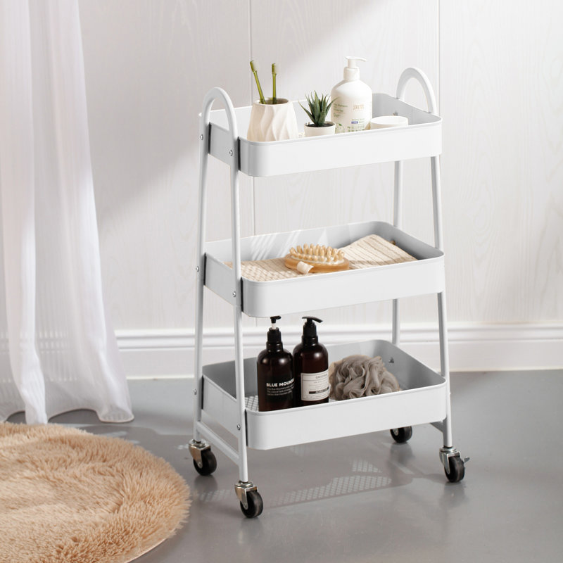 Alvontae Bar Cart, White, White