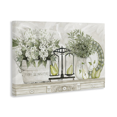 Fleurs et poires sur toile, design par Cindy Jacobs