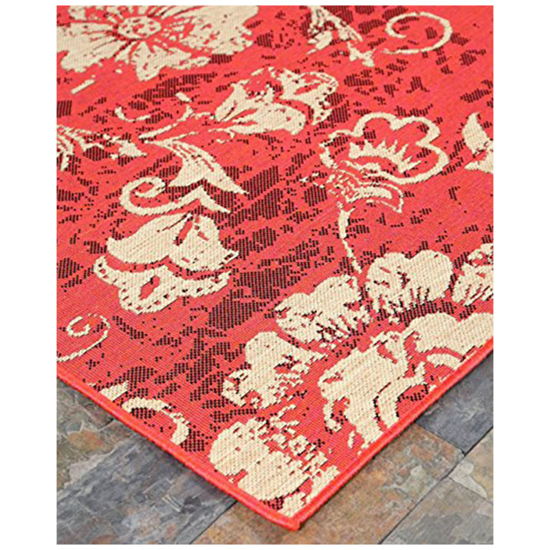 Derlyum Flatweave Floral Indoor / Outdoor Rug, Rectangle 3'3" x 5'