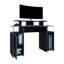 Bureau de jeu à 2 niveaux avec trois tablettes et support pour tour PC, noir