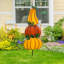 Automne, citrouilles, cour, poteau rustique empilé 3 (Style-A)