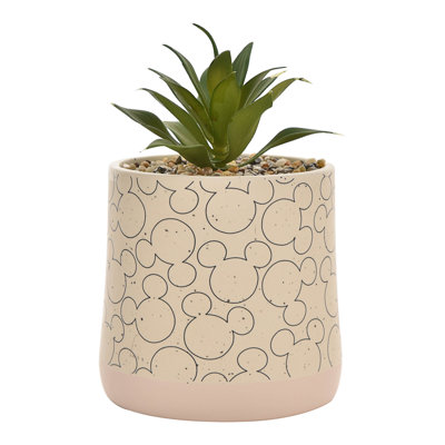 Disney Mickey Ceramic Planter With Faux Plant