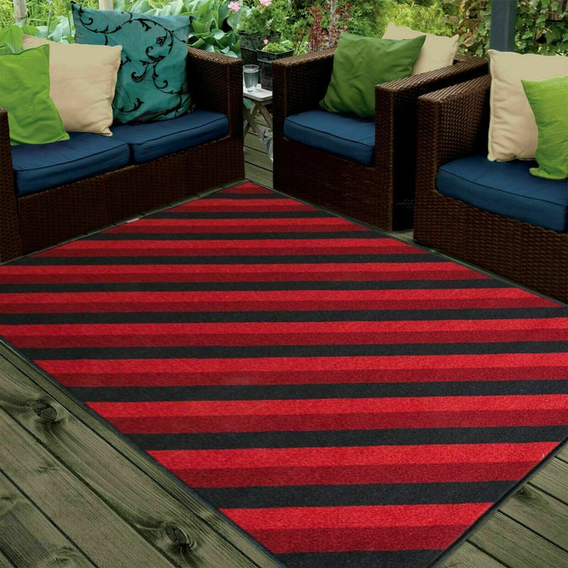 Kaytin Striped Indoor / Outdoor Area Rug, Rectangle 60 x 110cm 