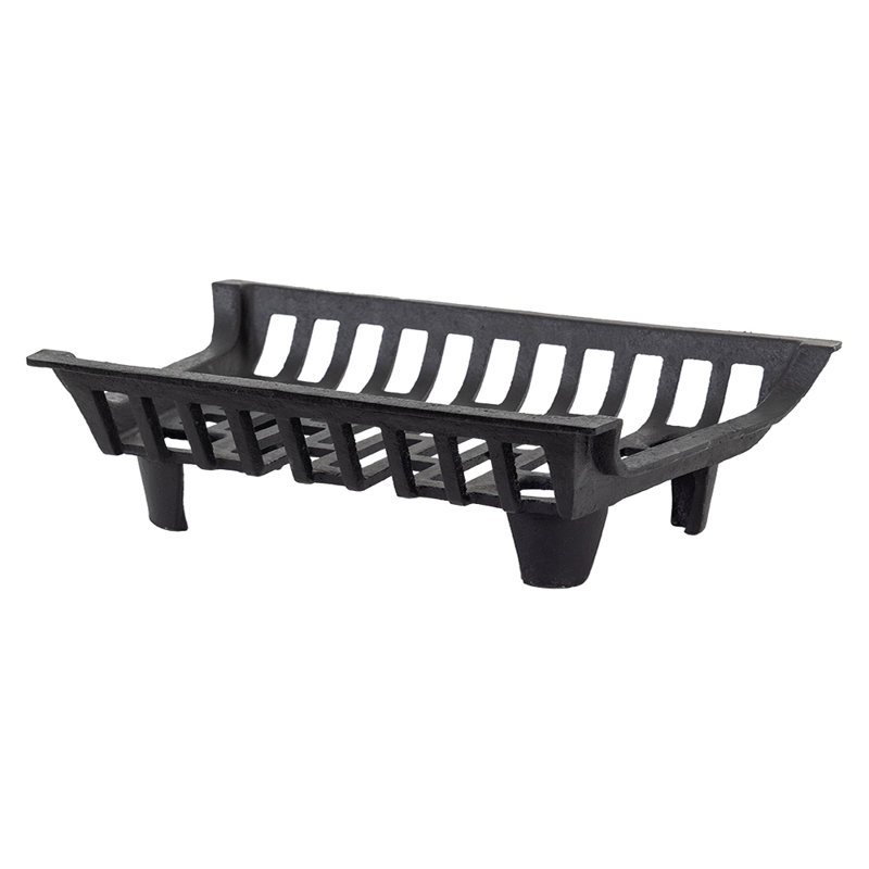 Modern Ember Essen Cast Iron Fireplace Log Grate | Heavy-Duty Fire Pit Cradle, 4.75" H x 18" W x 12" D