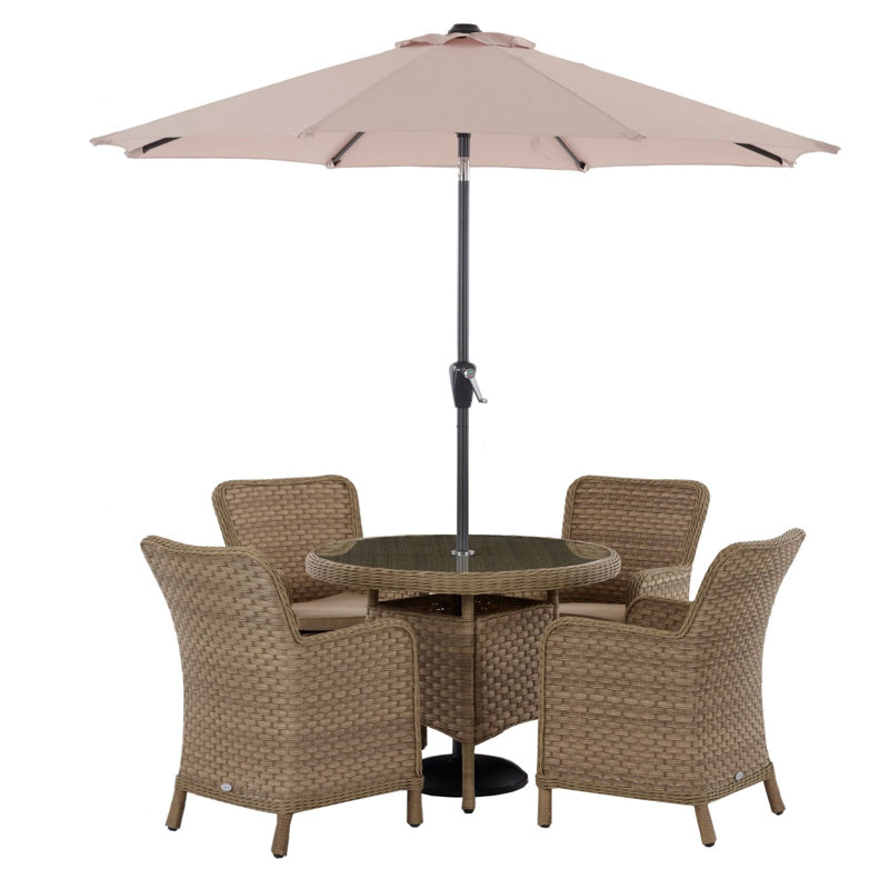 4 - Person Patio Dining Set with Round Table , Cushions Included
