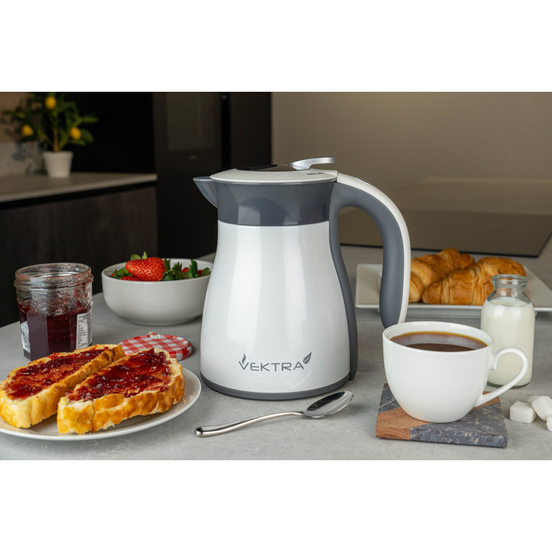 Vacuum Insulated Electric Kettles Vacuum Insulated Eco Friendly Easy Pour Kettle 1.5, 1.2, 1.7 Litre, White, 1.27 Quarts