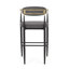 Ensemble de 2 tabourets de bar, tabourets de bar rembourrés à hauteur de comptoir avec dossier et pieds en fer pour îlot de cuisine, assise en tissu d'une capacité de poids de 260 lb-831221837