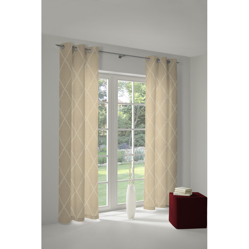 Beeman Eyelet Opaque Curtain, Dark beige, 245cm Width x 145cm Drop