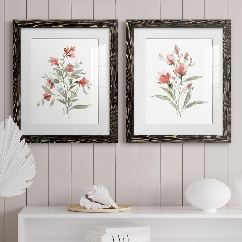 Lin botanique corail III - ensemble de 2 reproductions d'art, H 24 po x l 36 po x P 1,5 po, H 31,5 po x l 47 po x P 1,5 po