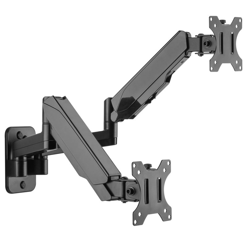 Dual Monitor Full-Motion Wall Mount with Gas Spring Lift