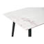 Table de salle à manger moderne et minimaliste (1,4 m) avec plateau en pierre frittée blanche et pieds en métal noir effilés pour une cuisine ou une salle à manger contemporaine-131102657-131102656