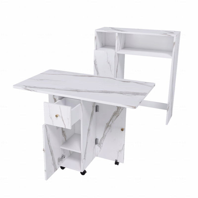 Table de salle à manger pliante multifonctionnelle avec buffet mural et rangement