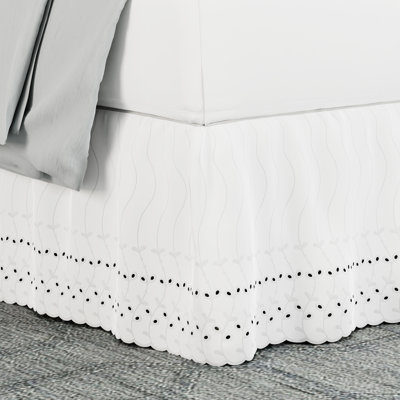 Fresh Ideas Eyelet Bed Skirt, Ruffled Design, 18" Drop, King, White