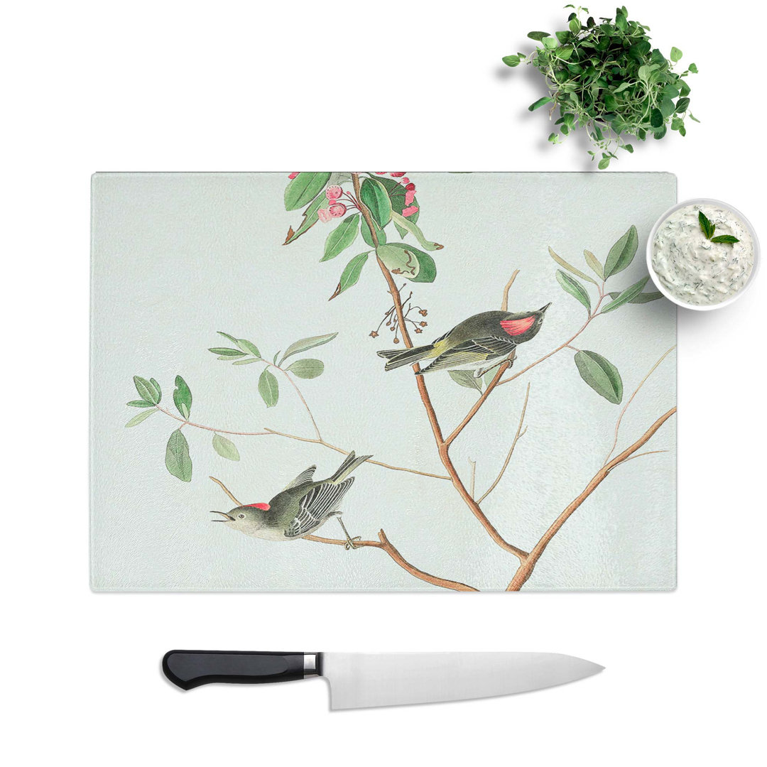 Tempered Glass Crowned Wren by John James Audubon Chopping Board