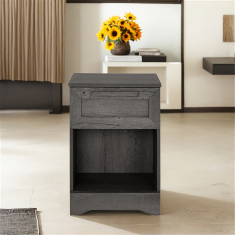 Charmante table de chevet rustique avec rangement polyvalent et attrait élégant, Gris