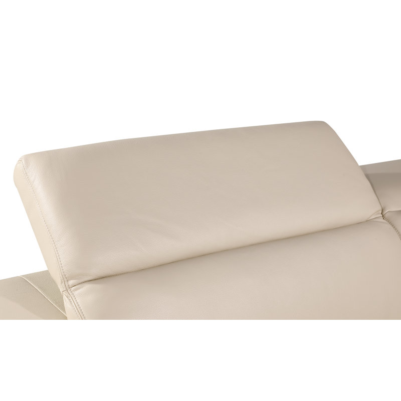 Chaise en cuir Hadice, Cuir véritable beige, Or
