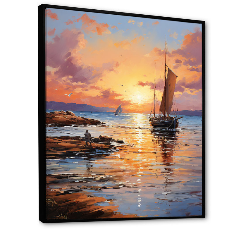 Espagne, coucher de soleil à Ibizas III, reproduction d'art sur toile, H 20 po x l 12 po x P 1 po, Cadre flottant noir