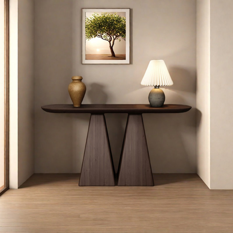 Console Retro Minimalist Art, H 31,5 po x l 51,18 po x P 11,81 po, Bois brun foncé