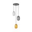 3-Light matte black glass spherical dimmable pendant lamp