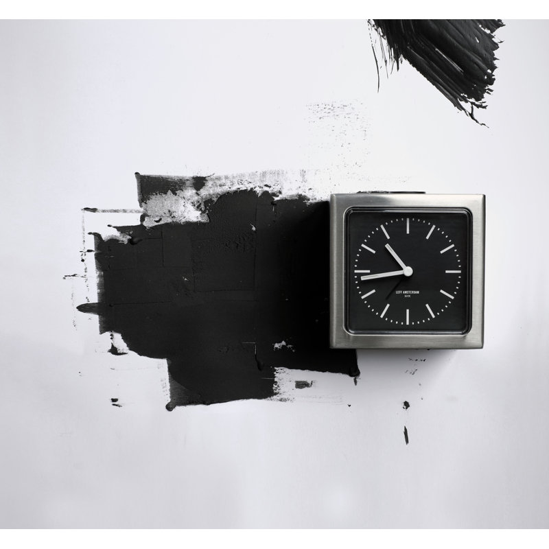 Réveil 3,35 po index Block, Acier / noir