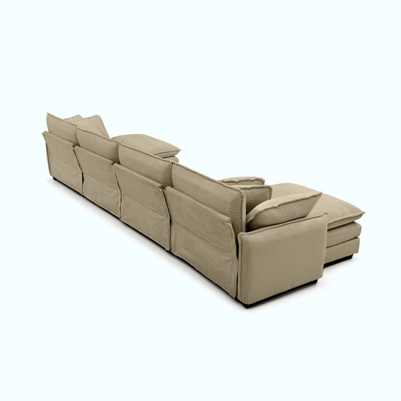 U Shape Sofa, Modern Upholstered 4 Seater Sofa With 2 Ottomans, Premium Soft Sofa, Camel Corduroy