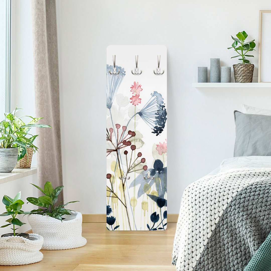 Watercolour Wildflowers I Wall Mounted Coat Rack
