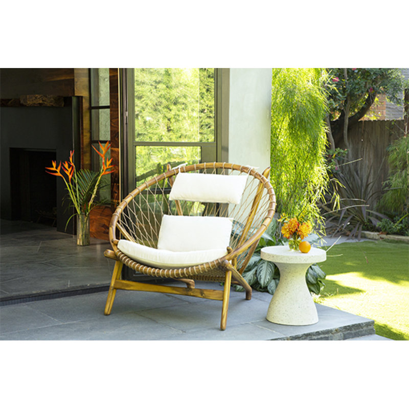 Savitri 16" Diameter Terrazzo Side Table, White