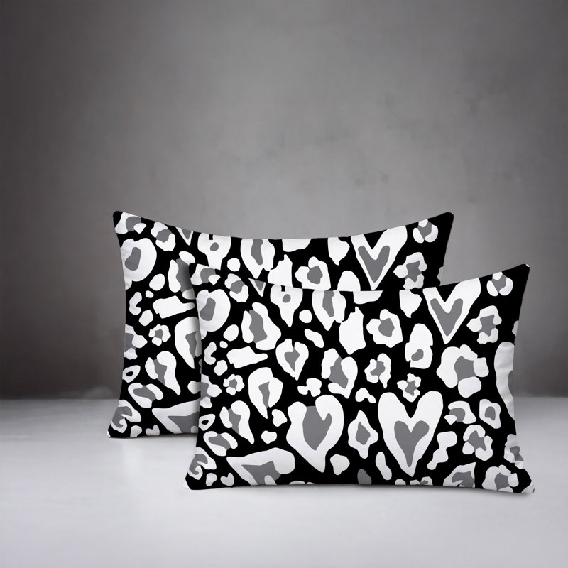 Oreiller réversible intérieur / extérieur à imprimé zébré Bobbi, 25x18, Black