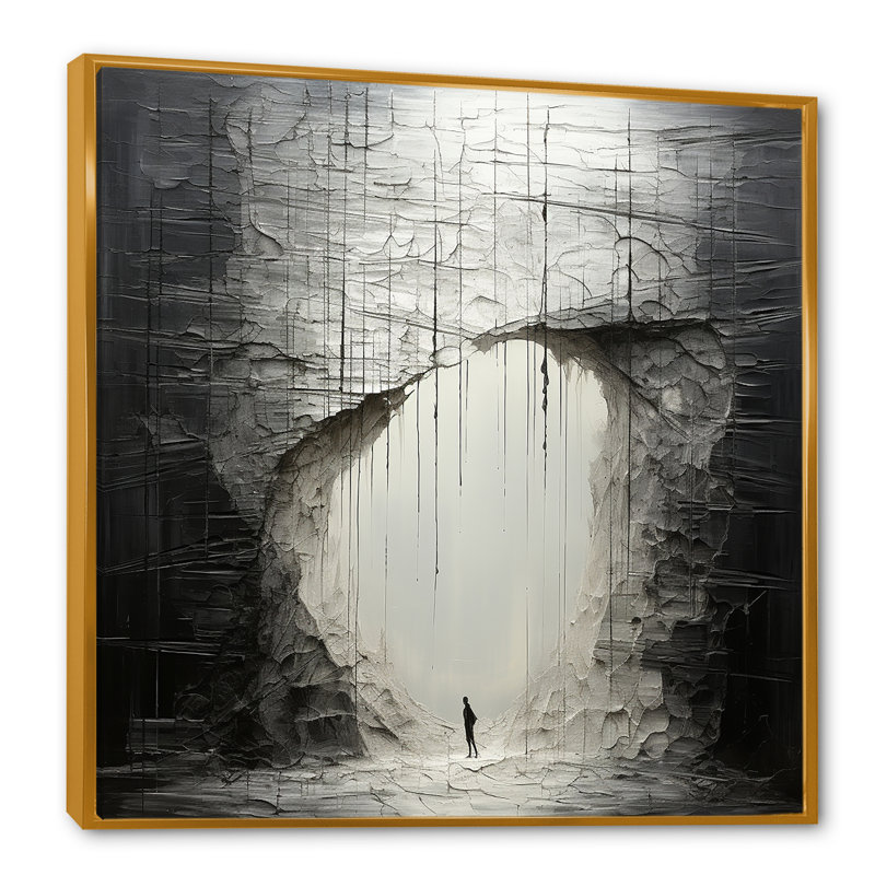 Minimalisme, solitude, méditation, art mural, H 30 po x l 30 po x P 1 po, Cadre flottant doré
