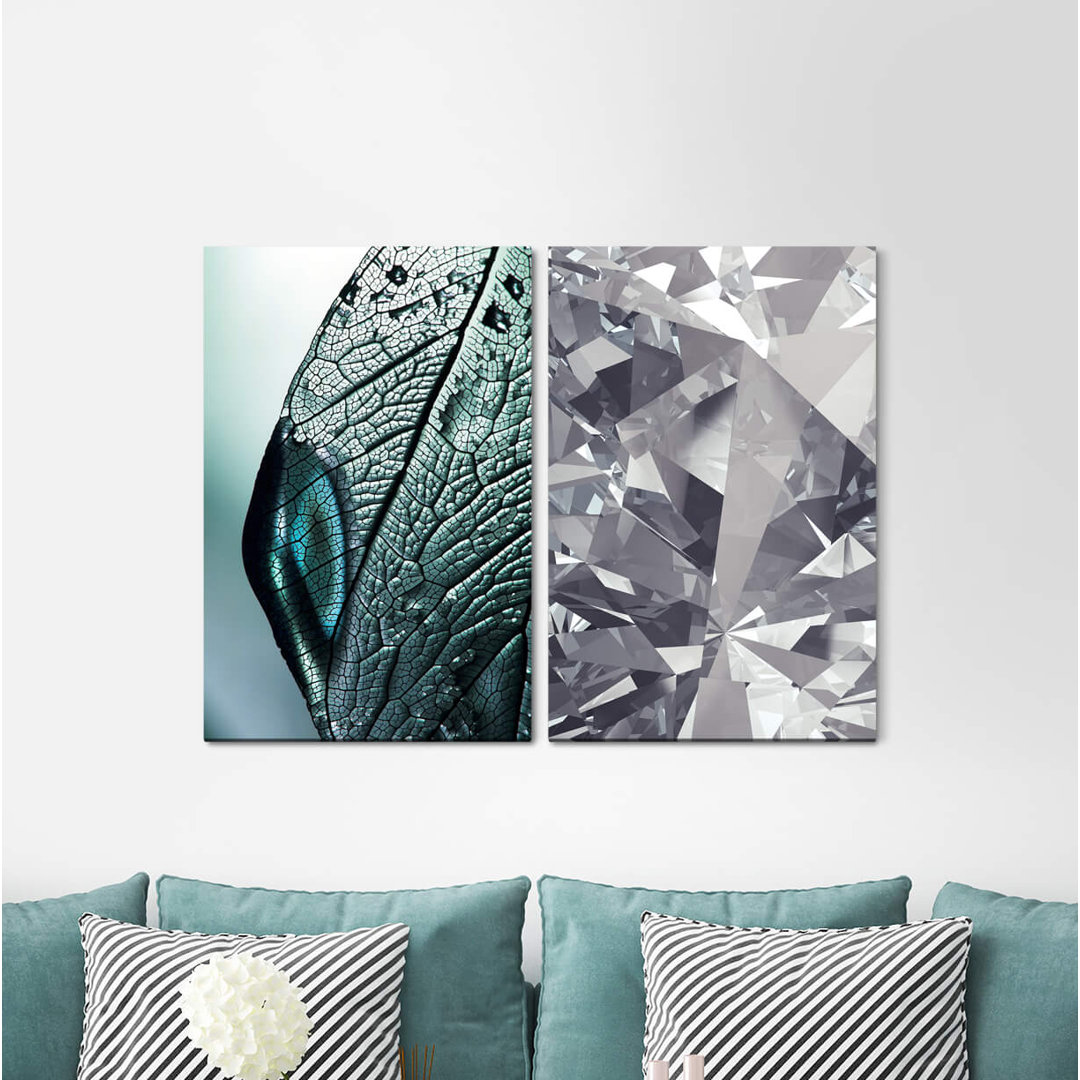 2-tlg. Leinwandbilder-Set - Grafikdruck „Grey Diamondmodern Office Noble Glittering”