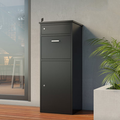 L 15,74 po x l 16,92 po x H 44,5 po, boîte de livraison en acier robuste et verrouillable noire pour les boîtes aux lettres de la maison ou du bureau
