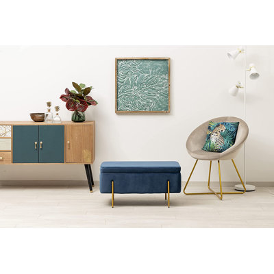 80cm Wide Velvet Rectangle Solid Colour Footstool Ottoman with Storage