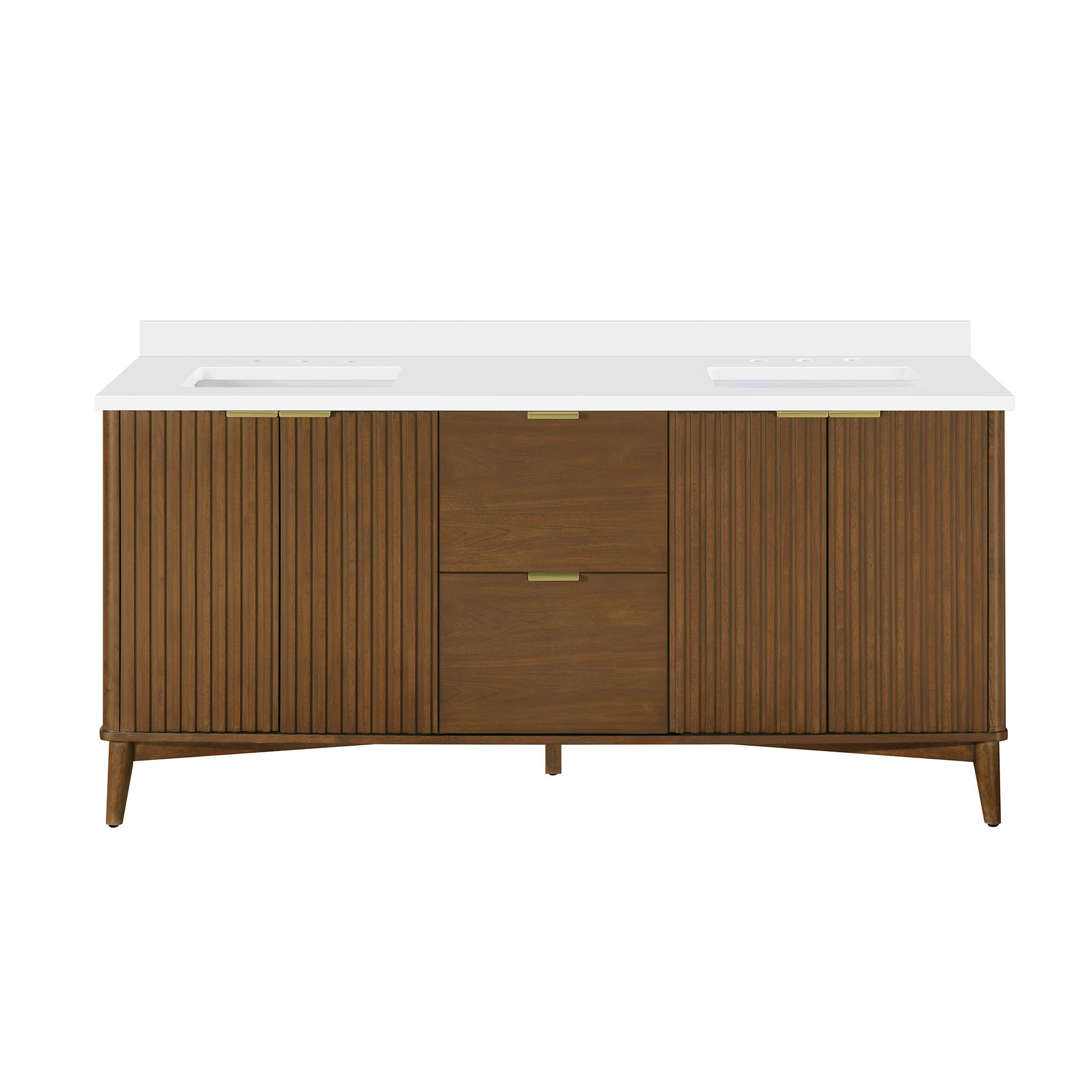 Trotta 72 in. Double Sink Bathroom Vanity, Warm Walnut