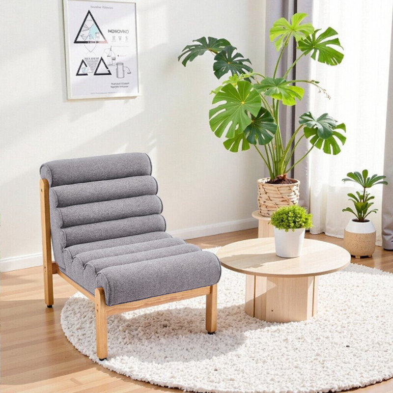 Fauteuil d'appoint Fluffy Shearling Style avec structure en bois massif, coussin intégré, confort moderne