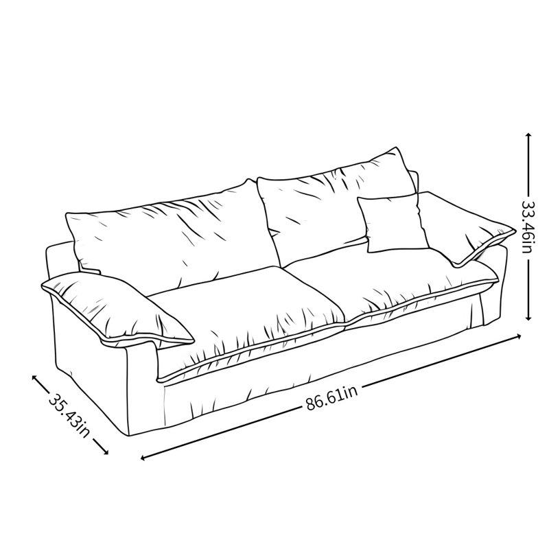 Modern Minimalist Design Fabric Sofa, Brown