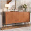 Armoire de rangement, buffet de 59 po avec 4 portes, armoire d'appoint en bois de style Mid-Century moderne, crédence à chevrons pour salle à manger, salon, entrée, brun